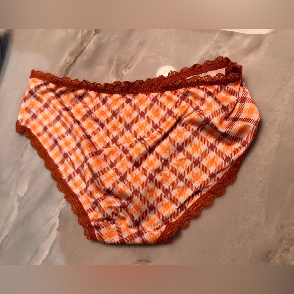 Plaid Lace Trim Women's Panties MEDIUM - Picture 2 of 3